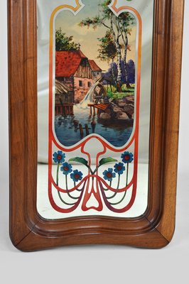 Art Nouveau Mirror with Bucolic Painted Scene, 1900s-XNH-1017692