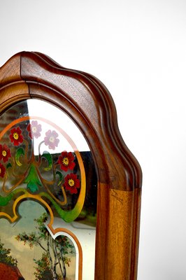 Art Nouveau Mirror with Bucolic Painted Scene, 1900s-XNH-1017692