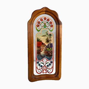 Art Nouveau Mirror with Bucolic Painted Scene, 1900s-XNH-1017692