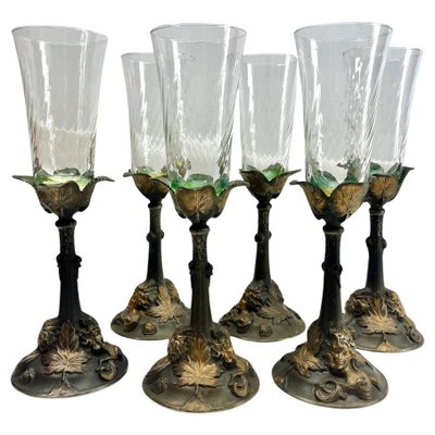 Art Nouveau Model 4910 No 5 Champagne Glasses by Kaizerzinn, Germany, 1930s, Set of 6-MJY-1789078