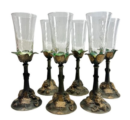 Art Nouveau Model 4910 No 5 Champagne Glasses by Kaizerzinn, Germany, 1930s, Set of 6-MJY-1789078