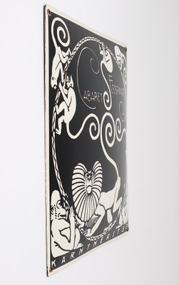 Art Nouveau Moriz Jung Cabaret Bat Enameled Advertising Sign by Josef Hoffmann, Vienna, 1960s-MWV-1818141