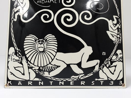 Art Nouveau Moriz Jung Cabaret Bat Enameled Advertising Sign by Josef Hoffmann, Vienna, 1960s-MWV-1818141