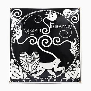 Art Nouveau Moriz Jung Cabaret Bat Enameled Advertising Sign by Josef Hoffmann, Vienna, 1960s-MWV-1818141