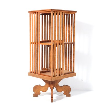 Art Nouveau Oak Judgendstil Revolving Bookcase, 1900s-MY-1820988