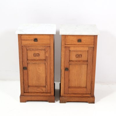 Art Nouveau Oak Jugendstil Nightstands, 1890s, Set of 2-MY-1451593