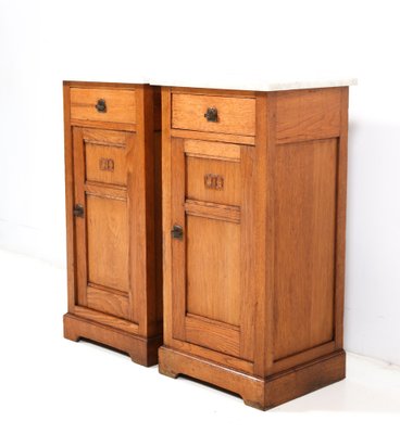 Art Nouveau Oak Jugendstil Nightstands, 1890s, Set of 2-MY-1451593