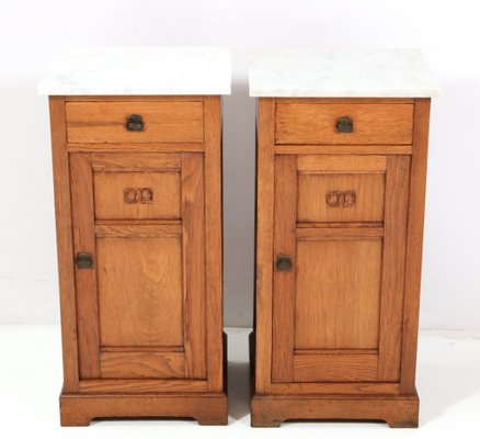 Art Nouveau Oak Jugendstil Nightstands, 1890s, Set of 2-MY-1451593