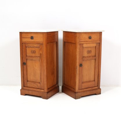 Art Nouveau Oak Jugendstil Nightstands, 1890s, Set of 2-MY-1451593