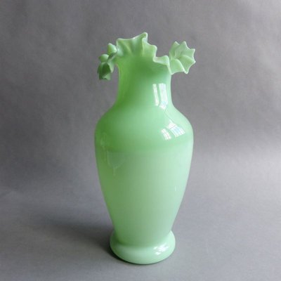 Art Nouveau Opal Glass Vase with Wavy Rim, 1900s-WK-743697