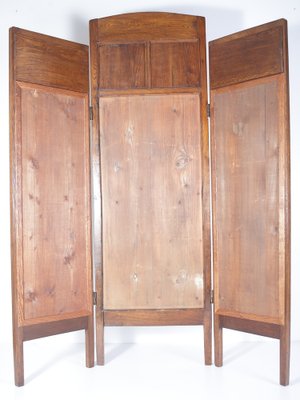 Art Nouveau Parrot Ara Painted Oak Screen/Divider, 1910s-IND-1718619