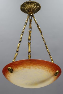 Art Nouveau Pate de Verre Glass Bowl Pendant Light by Charles Schneider, 1920s-KEG-1179939