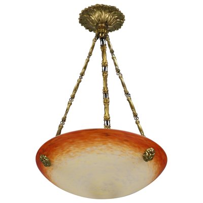 Art Nouveau Pate de Verre Glass Bowl Pendant Light by Charles Schneider, 1920s-KEG-1179939