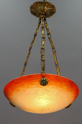 Art Nouveau Pate de Verre Glass Bowl Pendant Light by Charles Schneider, 1920s-KEG-1179939