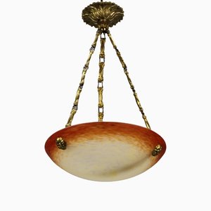 Art Nouveau Pate de Verre Glass Bowl Pendant Light by Charles Schneider, 1920s-KEG-1179939