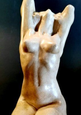 Art Nouveau Patinated Plaster of Paris Sculpture by Joseph Zomers, Belgium-QRS-960897