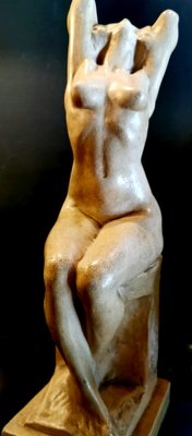 Art Nouveau Patinated Plaster of Paris Sculpture by Joseph Zomers, Belgium-QRS-960897