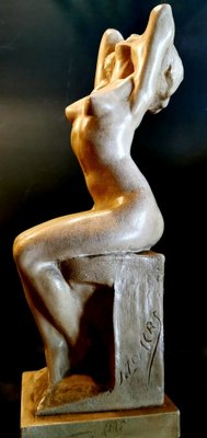 Art Nouveau Patinated Plaster of Paris Sculpture by Joseph Zomers, Belgium-QRS-960897