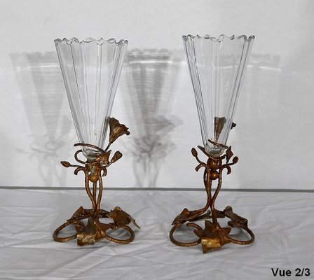 Art Nouveau Period Crystal Vases, 1900, Set of 2-RVK-1145689