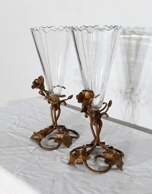 Art Nouveau Period Crystal Vases, 1900, Set of 2-RVK-1145689