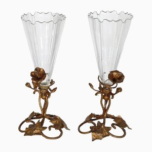 Art Nouveau Period Crystal Vases, 1900, Set of 2-RVK-1145689