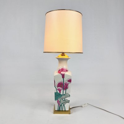 Art Nouveau Porcelain Table Lamp with Hand-Painted Flowers, 1960s-RMX-1820953