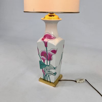 Art Nouveau Porcelain Table Lamp with Hand-Painted Flowers, 1960s-RMX-1820953