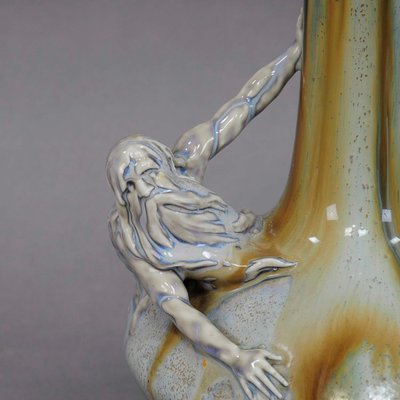 Art Nouveau Porcellain Vase with Neptun Sculpture, 1900s-KJP-1149156