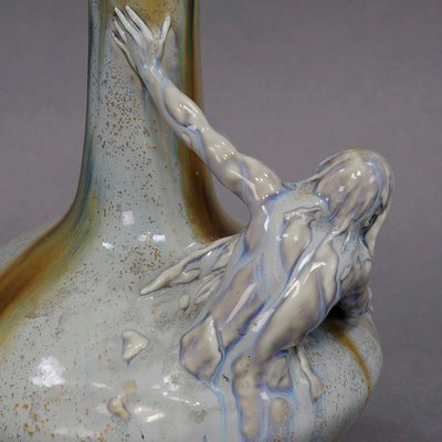 Art Nouveau Porcellain Vase with Neptun Sculpture, 1900s-KJP-1149156