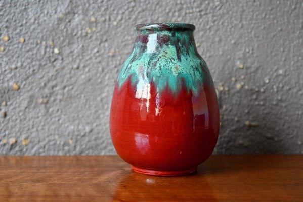 Art Nouveau Red Vase from CAB Céramique d'Art de Bordeaux, 1920s-AIU-1822198