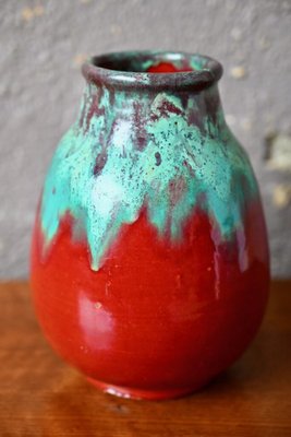 Art Nouveau Red Vase from CAB Céramique d'Art de Bordeaux, 1920s-AIU-1822198