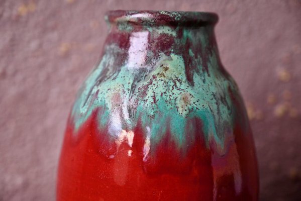 Art Nouveau Red Vase from CAB Céramique d'Art de Bordeaux, 1920s-AIU-1822198