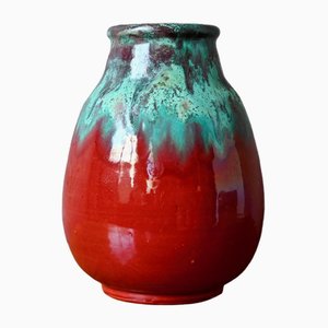 Art Nouveau Red Vase from CAB Céramique d'Art de Bordeaux, 1920s-AIU-1822198