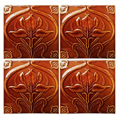 Art Nouveau Relief Tile, Morialmé, 1930s-VDW-952893