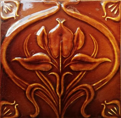 Art Nouveau Relief Tile, Morialmé, 1930s-VDW-952893