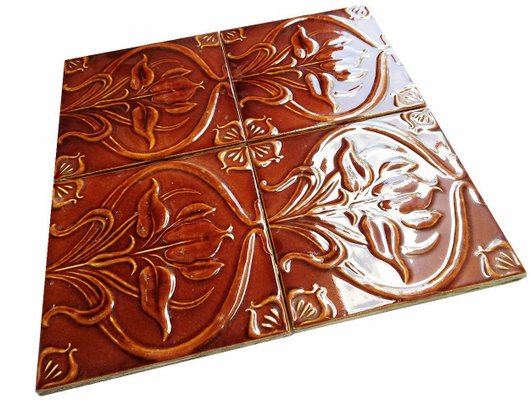 Art Nouveau Relief Tile, Morialmé, 1930s-VDW-952893