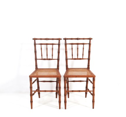 Art Nouveau Side Chairs in Faux Bamboo, Set of 2-MY-1181252