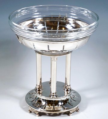 Art Nouveau Silver Centerpiece with Glass Bowl by F. Schlesinger, 1890s-EMT-2039411