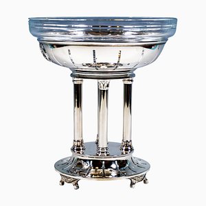 Art Nouveau Silver Centerpiece with Glass Bowl by F. Schlesinger, 1890s-EMT-2039411