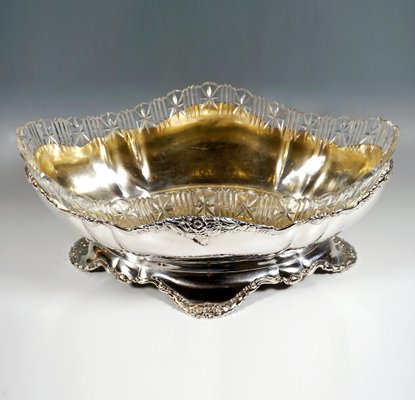 Art Nouveau Silver Jardinière with Cut Glass Liner from Theodor Müller, Germany, 1890s-EMT-1785951