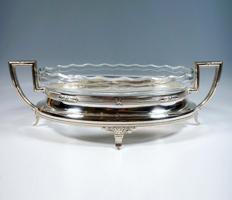 Art Nouveau Silver Jardinière with Waved Glass Liner, Germany, 1900s-EMT-1738112