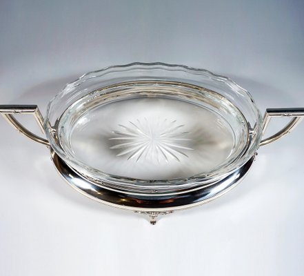 Art Nouveau Silver Jardinière with Waved Glass Liner, Germany, 1900s-EMT-1738112