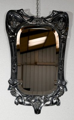 Art Nouveau Silver Metal Mirror, 1890s-RVK-1421591