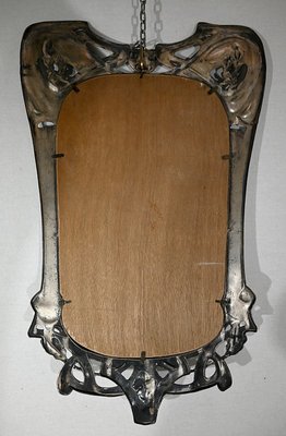 Art Nouveau Silver Metal Mirror, 1890s-RVK-1421591