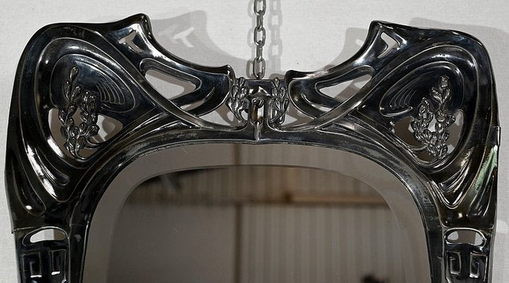 Art Nouveau Silver Metal Mirror, 1890s-RVK-1421591