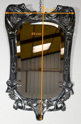 Art Nouveau Silver Metal Mirror, 1890s-RVK-1421591