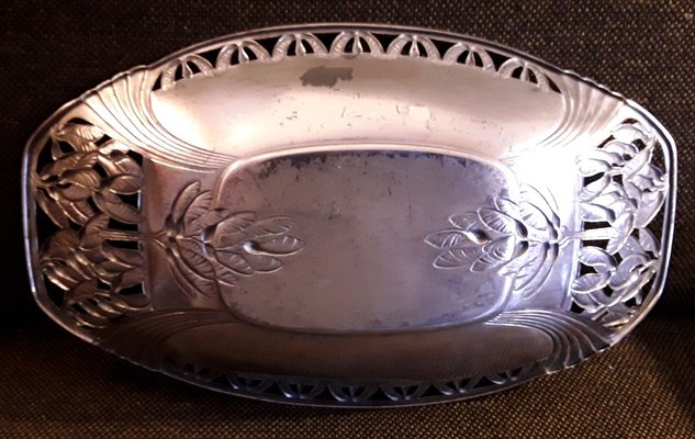 Art Nouveau Silver-Plated Floral Curved Fruit Bowl from WMF, 1900s-HOI-722112