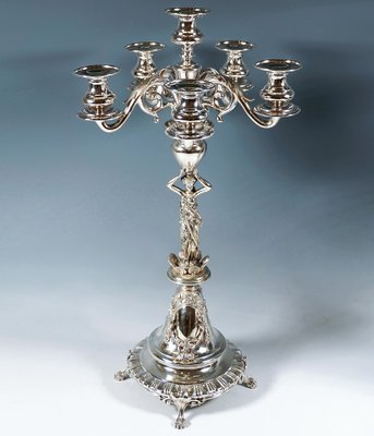 Art Nouveau Six-Flame Silver Candleholders, 1890, Set of 2-EMT-2039407