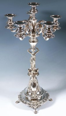 Art Nouveau Six-Flame Silver Candleholders, 1890, Set of 2-EMT-2039407