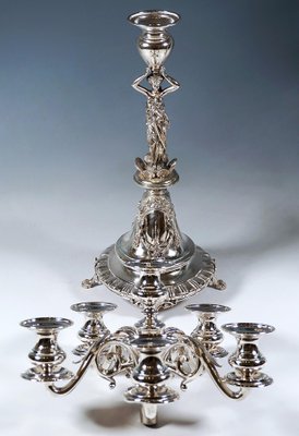 Art Nouveau Six-Flame Silver Candleholders, 1890, Set of 2-EMT-2039407